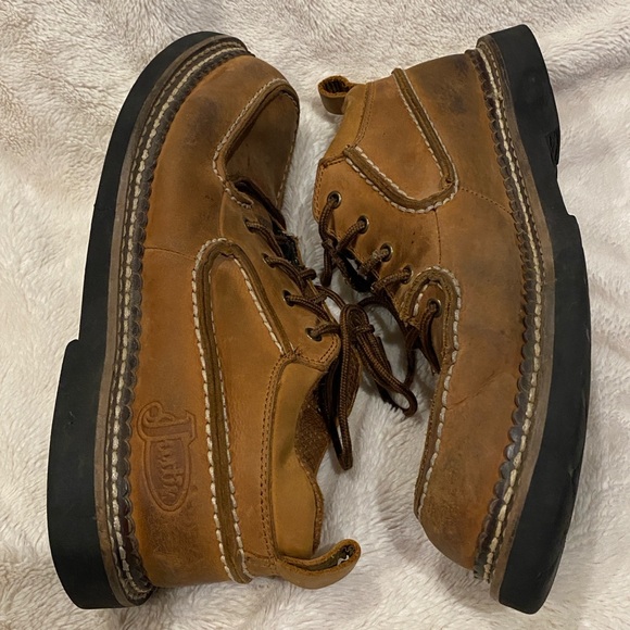 Men's Justin Leather Casual Moc Toe Lace-up Boots Shoes Brown Size 9.5 M GC - Picture 8 of 12